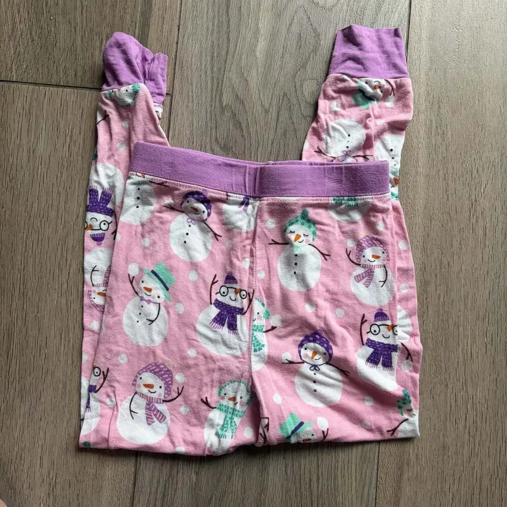 Little Sleepies Pink Snowman Print Two-Piece Pajama Set Size 3T